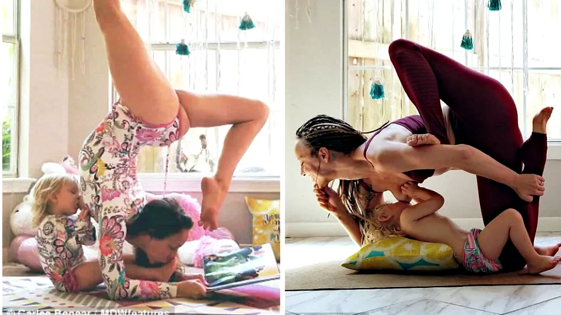 Cea mai tare mamica! Alapteaza in timp ce face yoga si tot internetul o adora pentru cat este de flexibila si dezinvolta!