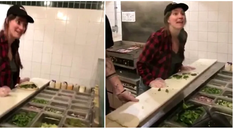 Imagini socante la un fast-food! Angajata si-a iesit din minti si a devenit agresiva. Ce a putut sa faca cu standul de mancare VIDEO