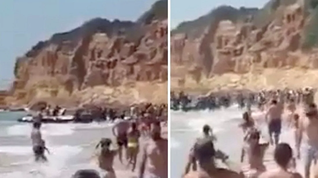 Turistii au avut un soc, chiar cand se relaxau pe o plaja de lux! Au fost invadati in cateva secunde de zeci de imigranti speriati. Imaginile VIDEO sunt virale