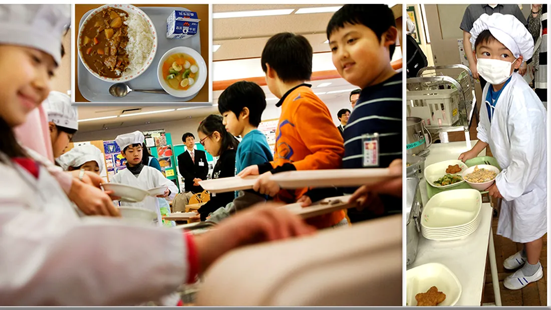 Japonezii au un super program de pranz pentru elevi. Mancarea e apetisanta, mai ca iti vine sa te duci sa gusti si tu