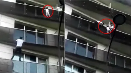 Acesta e adevaratul Spiderman! A salvat un copil de 4 ani care atarna in gol in doar 30 de secunde
