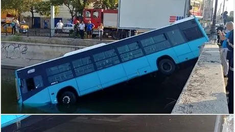 Accident spectaculos in Capitala: Un autobuz a cazut in Dambovita. Anuntul STB