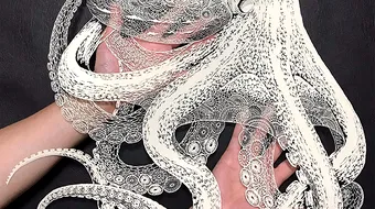 Cum faci o caracatita din hartie. O japoneza a realizat o capodopera de arta, in ore de munca migaloasa