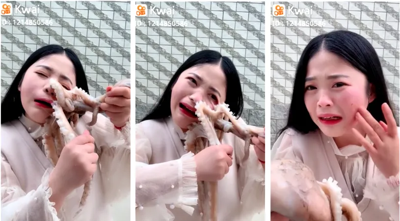 O femeie din China a fost atacata de o caracatita in timp ce incerca sa o manance de vie! Imaginile sunt greu de privit! VIDEO socant