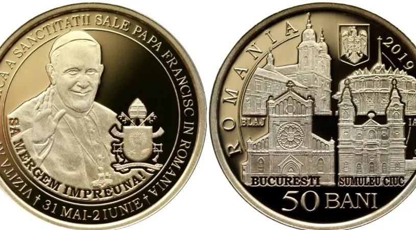 BNR a lansat doua monede dedicate vizitei Papei Francisc in Romania! Una dintre ele este de aur si are o valoare nominala de 500 LEI!