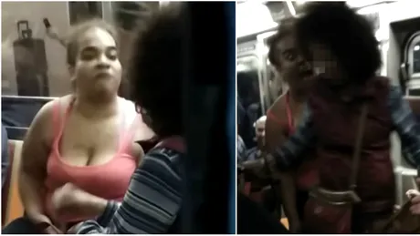 Bataie in metrou! Femeia a luat-o razna cand o pasagera a intrebat-o daca se poate aseza pe un loc liber. In cateva secunde a inceput sa o scuipe si sa o umileasca VIDEO