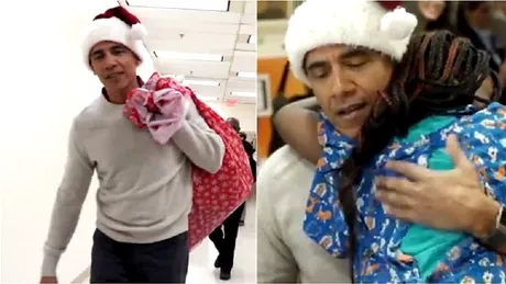Barack Obama s-a transformat in Mos Craciun! Fostul presedinte american le-a facut o surpriza de proportii copiilor bolnavi. Imagini VIDEO incredibile