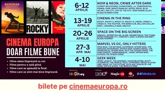 Primăvara filmelor bune la Cinema Europa: săptămâni tematice cu proiecții alese de public