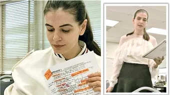 Monica Gabor s-a facut profesoara de engleza pentru copiii imigrantilor din Los Angeles! Primele imagini cu ea la catedra si cu catalogul in mana!