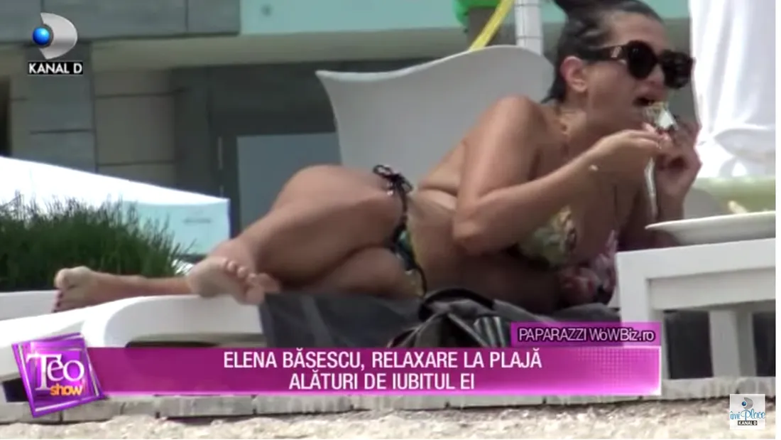 Elena Basescu, aparitie de senzatie in costum de baie la plaja! A mancat o salata pe sezlong impreuna cu iubitul ei! VIDEO