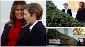 Prima doamna a Americii, Melania Trump, si fiul ei Barron au dat startul sarbatorilor de iarna! Au primit bradul de Craciun la Casa Alba