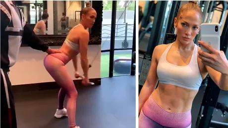 Jennifer Lopez, cel mai sexy antrenament! Cum o atinge antrenorul ei in timp ce ea trage tare ca sa arate bestial la cei aproape 50 de ani! VIDEO