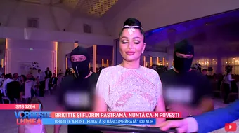 VIDEO! Un alt moment penibil la nunta lui Brigitte cu Florin Pastrama! S-a furat mireasa cu mascatii si Pastrama a platit pe ea o salba de galbeni de aur!
