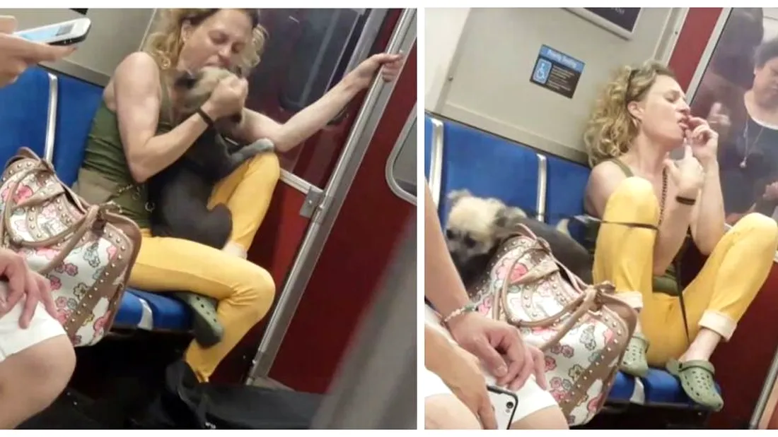 Scene ireale in metrou! O femeie e filmata in timp ce isi MUSCA si bate cainele VIDEO