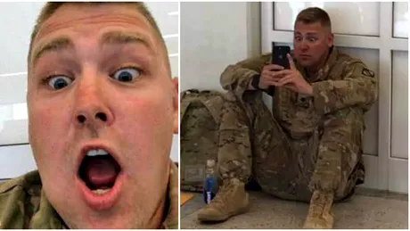 Soldatul a ramas blocat pe aeroport, dar nu a regretat! Si-a vazut sotia cum naste in direct, pe Facebook. Momentul unic a fost filmat VIDEO