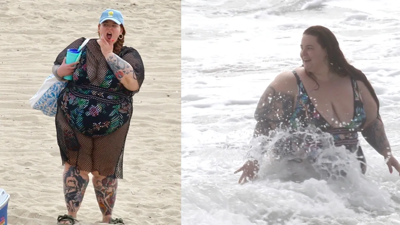 Modelul plus-size, Tess Holliday, a facut valuri pe plaja 