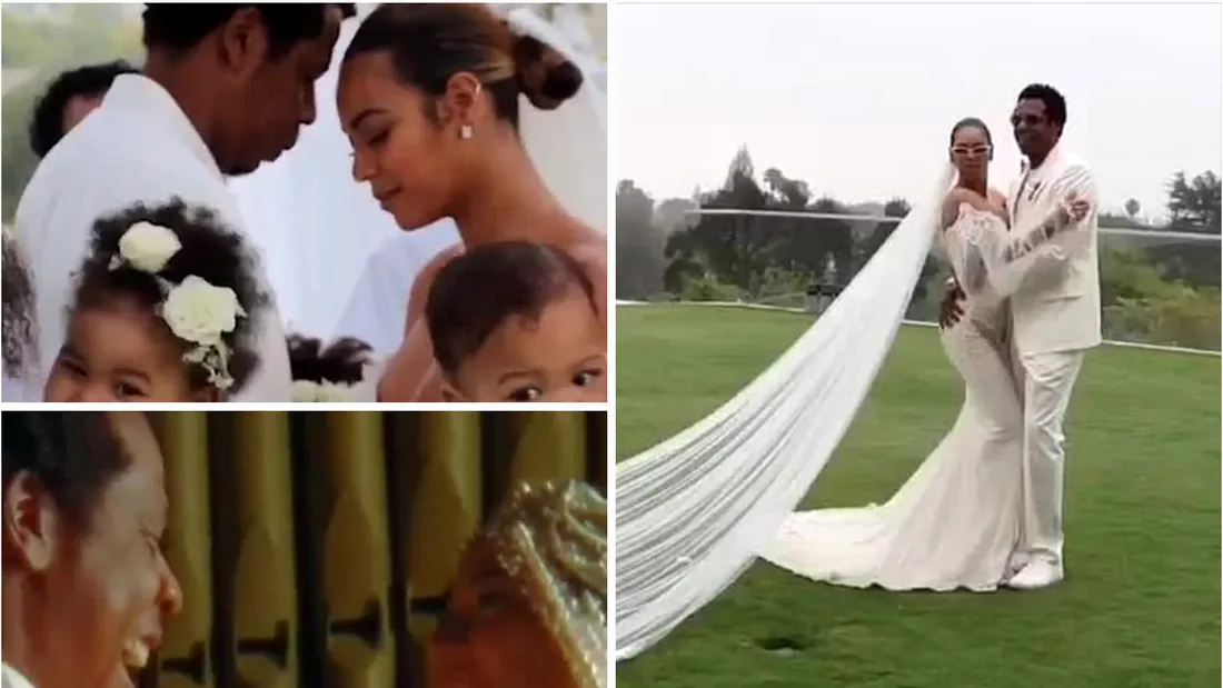 Beyonce a facut o noua nunta secreta cu Jay Z iar acum au aparut imaginile! Rochia ei de mireasa de 10.000 de dolari arata spectaculos! VIDEO
