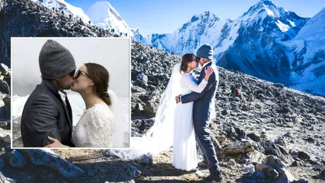 Au reusit sa isi indeplineasca visul si s-au casatorit pe Everest, dar au trecut printr-un adevarat calvar. Iata ce li s-a intamplat celor doi miri cand au ajuns in varf