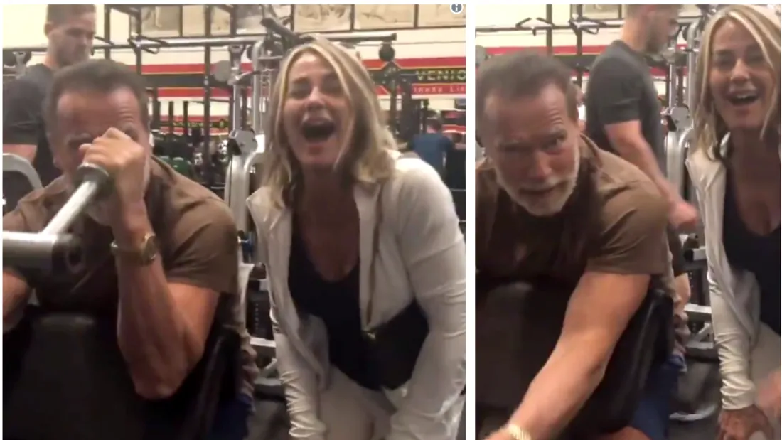 Nadia Comaneci s-a intalnit cu Arnold Schwarzenegger la sala in ziua in care ea sarbatorea 43 de ani de la primul 10 din istoria gimnasticii! VIDEO