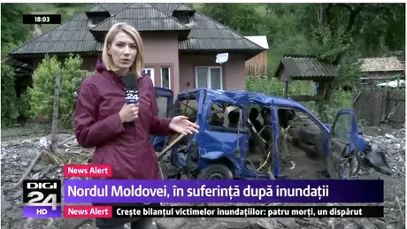 Dezastru in Nordul Moldovei. Inundatiile au facut ravagii in mai multe sate, casele si masinile oamenilor au fost strivite si ingropate de bolovani VIDEO