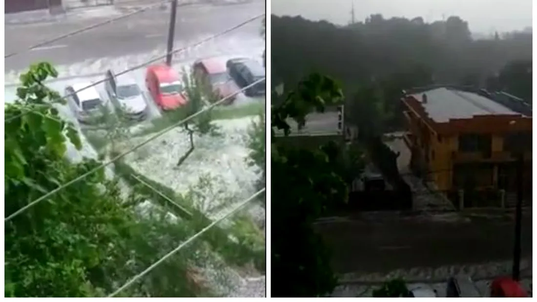 S-a dezlantuit iadul la Pitesti! O furtuna puternica a devastat orasul: grindina cat un ou a acoperit strazile VIDEO