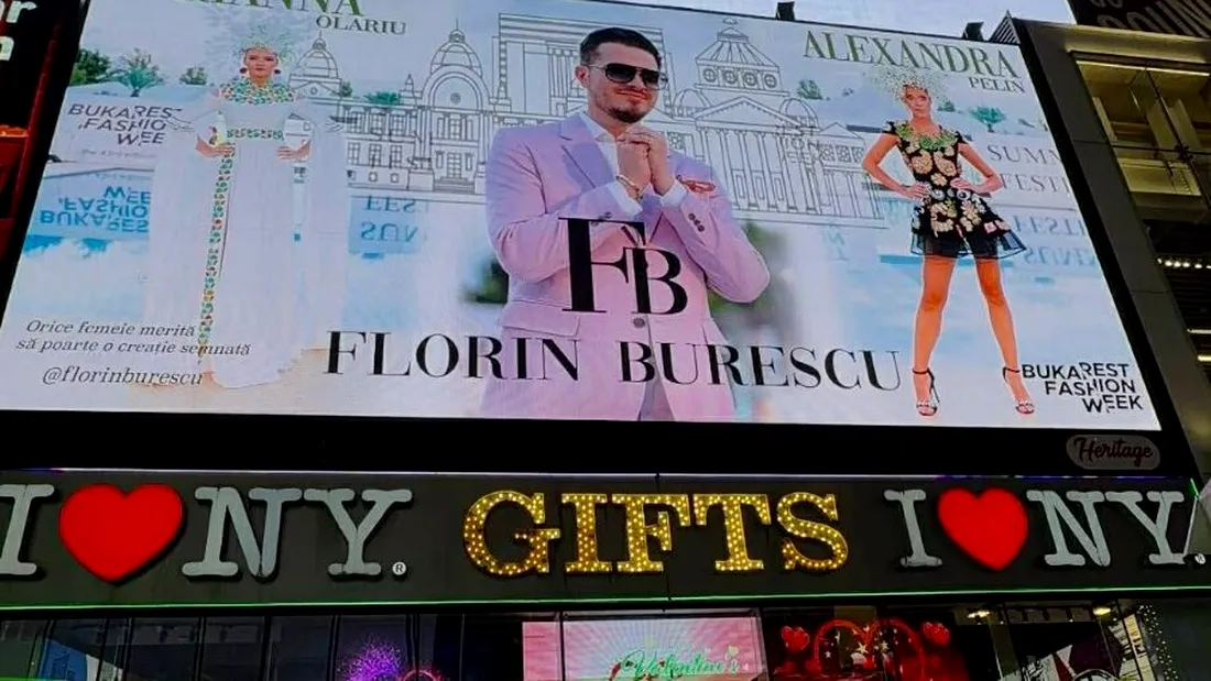 Designerul român care cucerește America! Florin Burescu, pe ecranele gigant din Times Square alături de celebrități internaționale