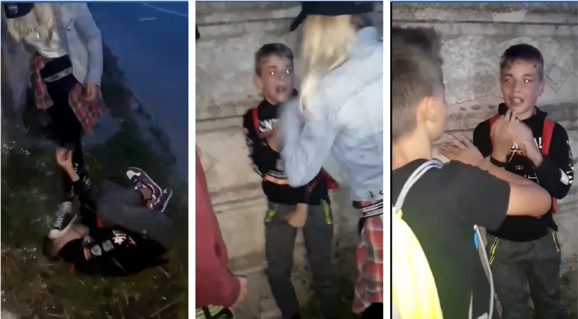 Imagini scandaloase! Un baietel de 10 ani a fost calcat in picioare si batut crunt de o fata si colegii ei! Imaginile au fost facute publice de mama lui! VIDEO