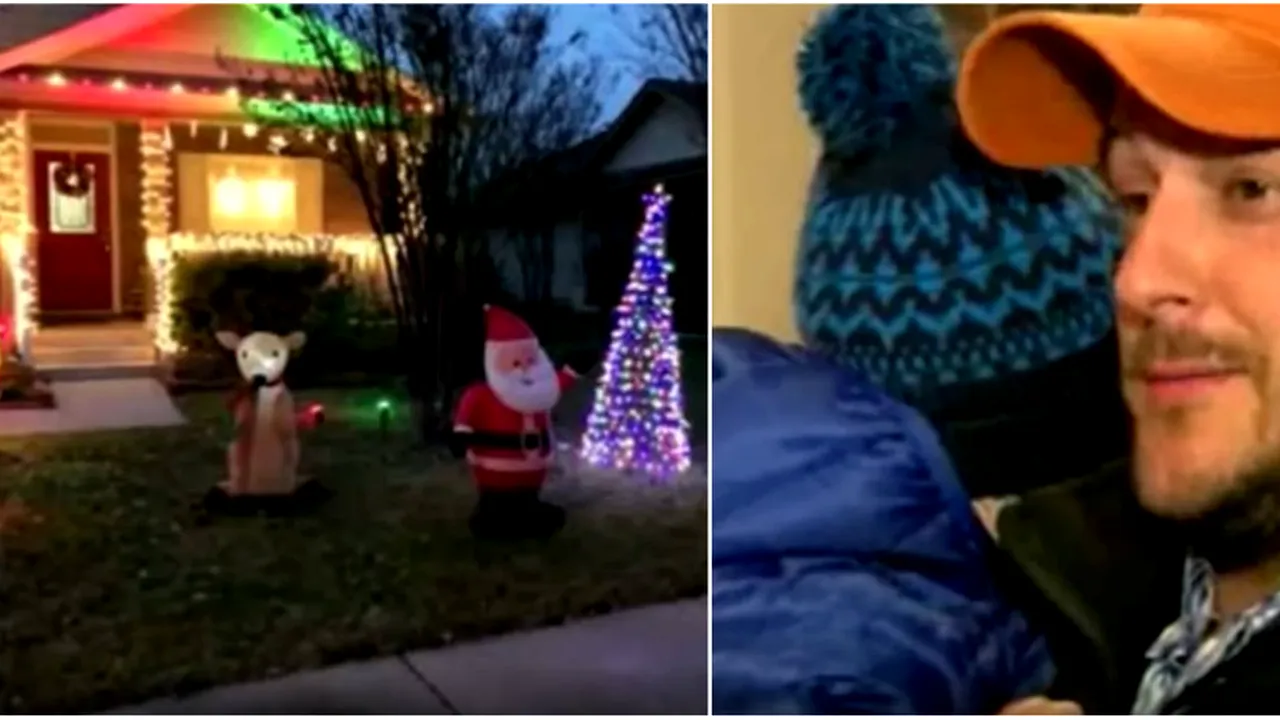 Au stat o zi intreaga sa isi decoreze casa cu luminitele de Craciun pentru copilul lor bolnav (2) 