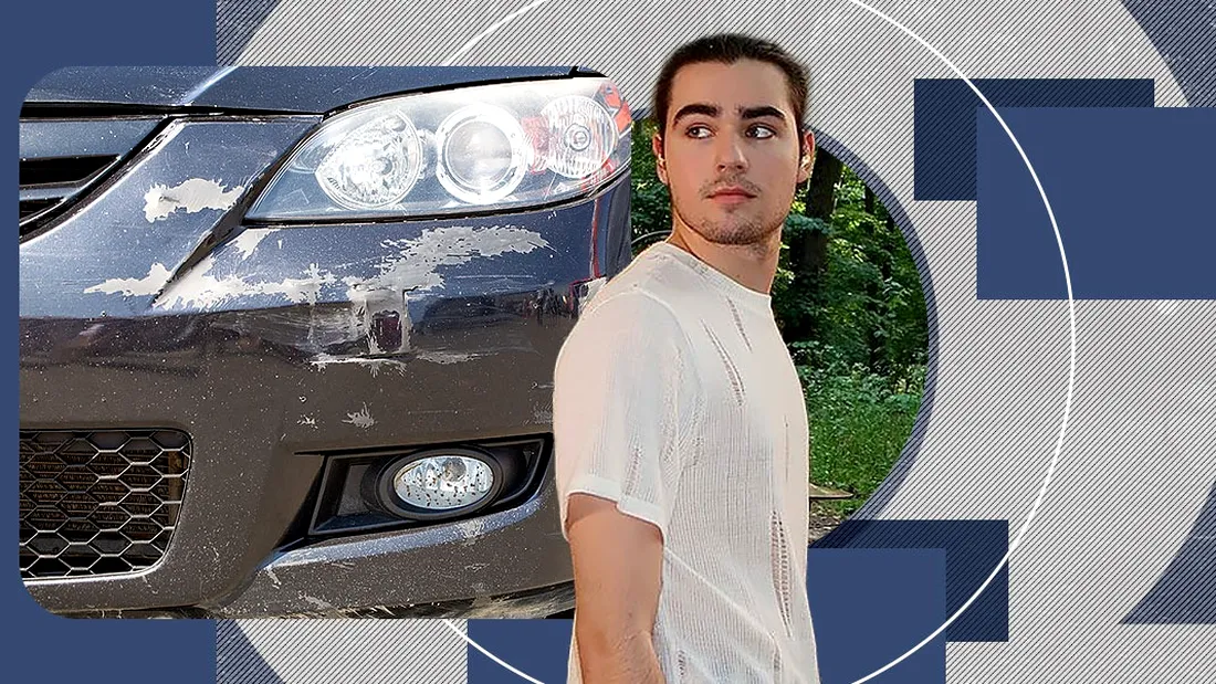 Radu Ștefan Bănică şi-a găsit mașina vandalizată: Am văzut că e înclinată într-o parte, a fost un cuțit băgat...