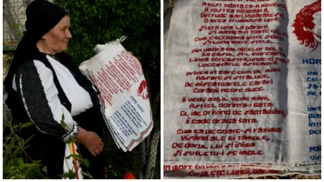 Din dragoste pentru Eminescu, o femeie de 71 de ani a CUSUT poemul Luceafarul pe o panza uriasa de canepa! I-a luat 3 ani: „Ma trezeam noaptea si continuam sa cos“