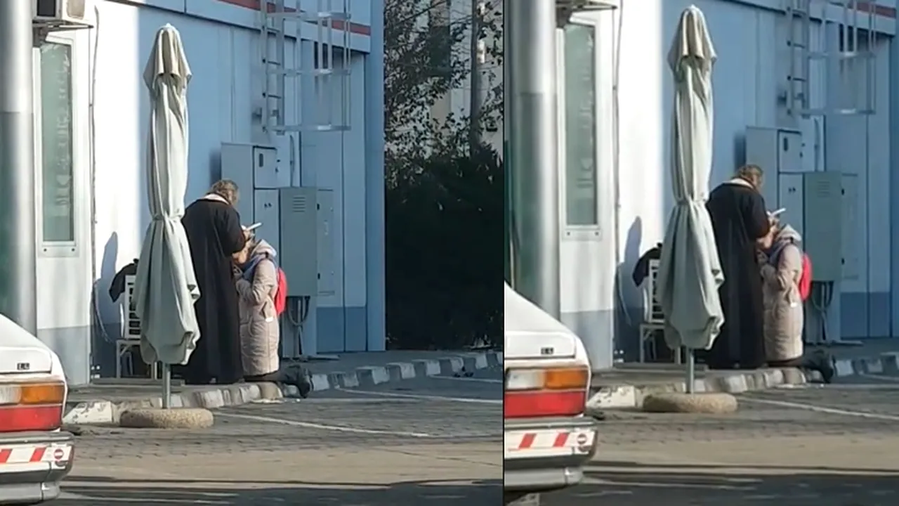 Ireal! Un preot a spovedit o enoriasa in parcarea unei BENZINARII 