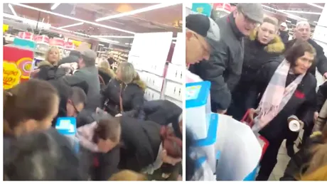 Scene IREALE in supermarketurile din Franta! S-au calcat in picioare pentru un borcan de Nutella. Politistii au fost depasiti de situatie VIDEO