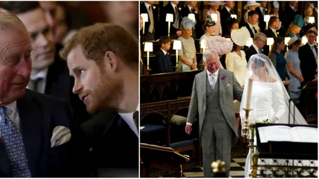 Ce s-a intamplat, in realitate, atunci cand Harry l-a rugat pe Printul Charles sa o conduca pe Meghan la altar! VIDEO