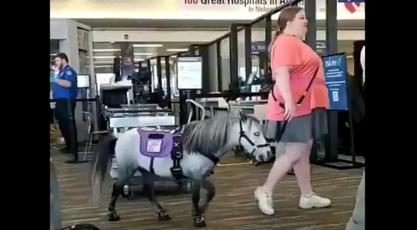 O femeie s-a urcat la bordul unui avion cu un ponei drept animal de confort
