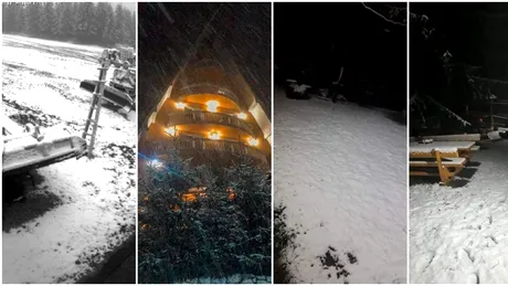 Prima ninsoare din această toamnă, în Apuseni și Şureanu. Imagini de poveste la Arieșeni
