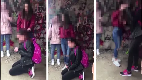O eleva din Zarnesti a fost lovita si umilita in genunchi de colegele ei! Imagini revoltatoare cu scenele groaznice la care a fost supusa minora! VIDEO