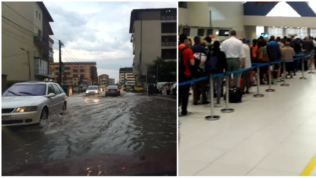 Inundatie pe Aeroportul Otopeni, dupa ploaia torentiala. Apa s-a strans pana la terminalul de pasageri!